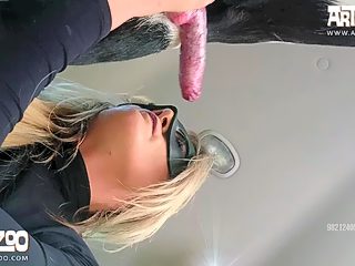 Teen sucks dog